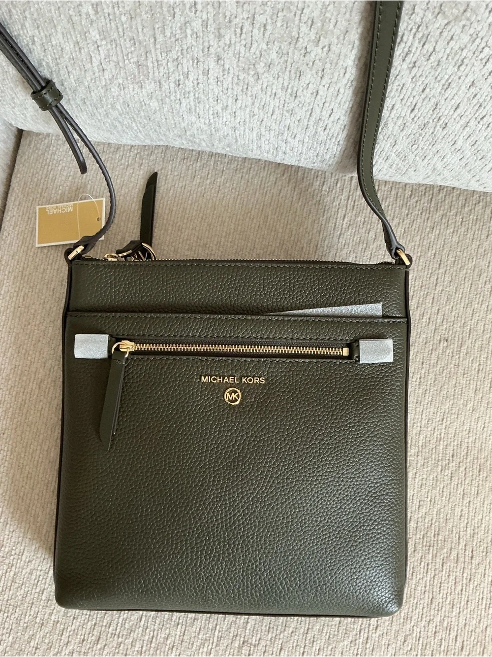 NWT Michael Kors Jet Set Charm Leather Crossbody Bag - Olive Green